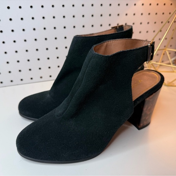 VIONIC Lacey Tortoise Block Heel Sling Back Black Suede Shoes Rubber Sole 9M - Picture 6 of 16